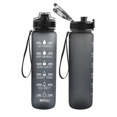 China Sustainable 1000ml Personalized Sports Plastic Frosted Rubber Coating Water Bottles With Custom Logo for sale