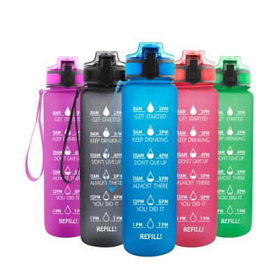 China Viable 1 liter BPA free water bottle with time marker child water bottle with custom logo botellas plasticas water bottle for sale