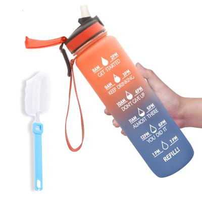 China Large 32oz Sustainable Water Bottle With Custom Sports Motivational Water Bottle Free BPA 1000ml Tritan Time Marker LOGO for sale