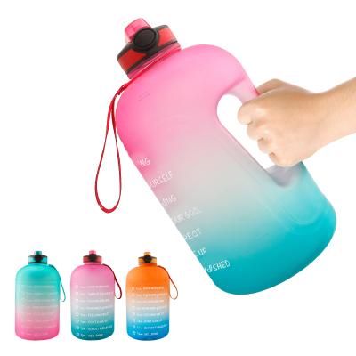 China Gallon Viable Motivational Water Bottle - With Straw And Weather Marker BPA Free Large Reusable Water Jug With Handle for sale