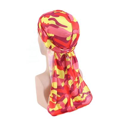 China Wholesale Fashion Designer Custom Silk Satin Hat Camouflage Durag Wholesale Durag for sale