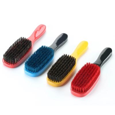 China New Design 360 Brush Two Tone Color Blonde Bristle Waterproof Wave Curved Blue Red Black Wooden Hair Brush for sale