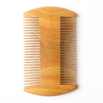 China Double Sided 100% Natural Green Wooden Sandal Beard Comb Wide Tooth Comb for sale