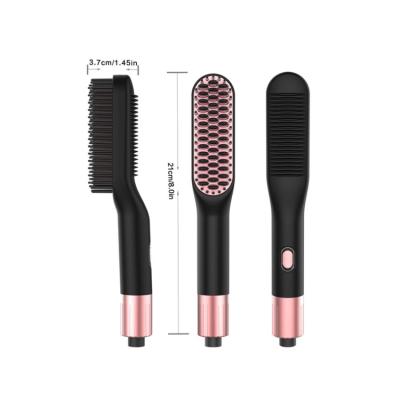 China 2021 Hot Selling Nondisposable Amazon Men's Negative Electric Women 3 in 1 Hair Straightener Fast Heating Brush for sale