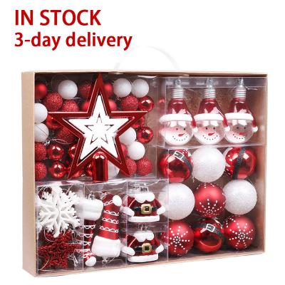 China EAGLEGIFTS Shatterproof 30-80mm 70pcs Red and White Clear Unbreakable Ball Christmas Ornaments Bauble Decor for sale