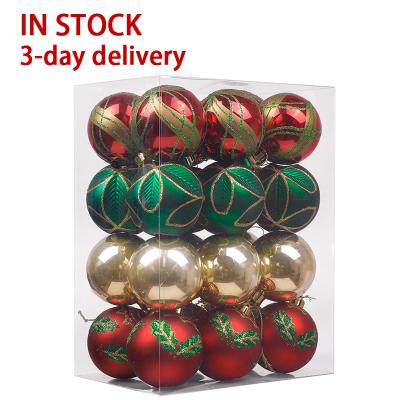 China EAGLEGIFTS 24ct Christmas Green Home Decoration Unbreakable Plastic Christmas Balls Shatterproof Ornaments for sale