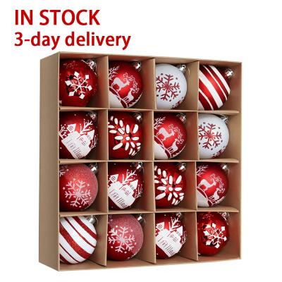 China Wholesale 80mm Shatterproof Christmas Decoration 16pcs Christmas Baubles Red and White EAGLEGIFTS Shatterproof Ornament for sale