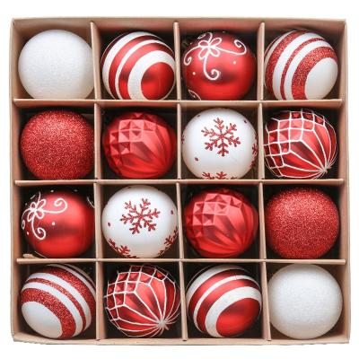 China EAGLEGIFTS Shatterproof 60mm Red and White Shatterproof Ball Christmas Ornament 16pcs for sale