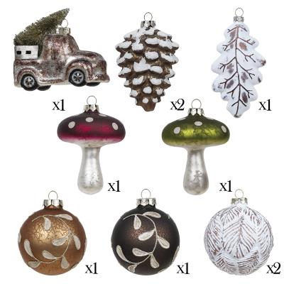 China Glass For example Colored Blown Up Car Toy Tree Bauble Decorations Gold Around Glass Balls Christmas Ornaments for sale