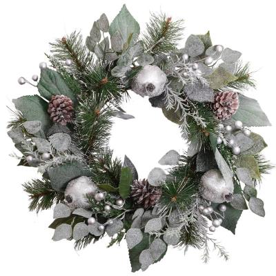 China Promotional Christmas Gift Hanging Garlands Pinecone Christmas Door Garland Berry And Evergreen Pine Artificial Christmas EG for sale