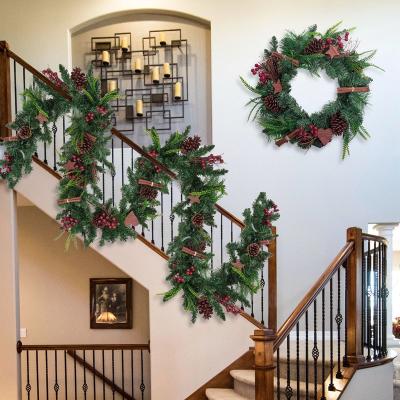 China Promotional Christmas Gift Natural Pinecone Twigs Christmas Star Shape Christmas Door Staircase Decor Heart Wreath EG for sale