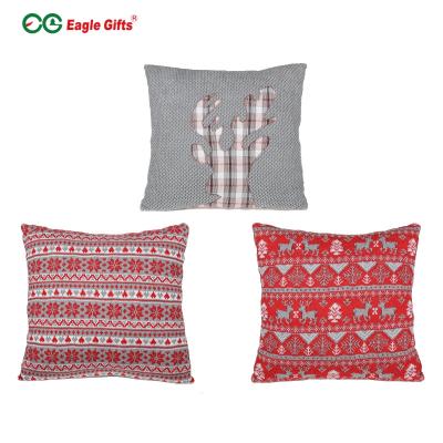 China Wholesale EG Fabric Reversible Cushion Red Blue Christmas Home Decor Pillows Cushions for sale