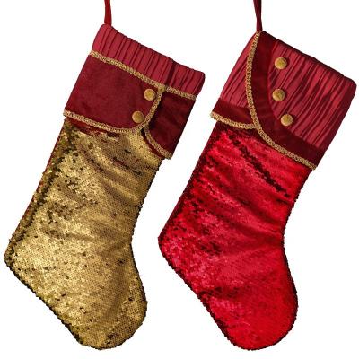 China Red EAGLEGIFTS Fabric And Gold 54cm Amazon Hot Sale Christmas Hanging Stocking for sale