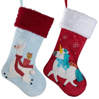 China 26*25*6cm Red and White EAGLEGIFTS Cloth Christmas Gift Socks Decoration for sale