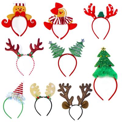 China EAGLEGIFTS High Quality Cloth Women Red Deer Snowman Elk Santa Hair Band Christmas Headband For Adults Kids for sale