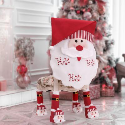 China Fabric Promotional Funny Red White Cartoon Stretch Cushion Seat hristmas Decorations Chair Covers EG 2021new Santa for sale