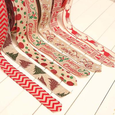 China EAGLEGIFTS Double Face Merry Christmas Decor Deer Printed Gift Ribbons Roll Sets 4 Inch Wide Xmas Cable Edge Ribbon for sale