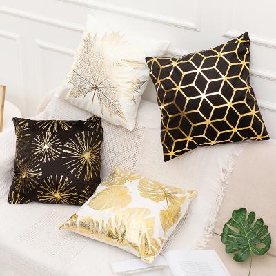 China Portable Luxury Gold Printed Cushion Pillow Cover Geometric Abstract Modern Art Deco Decorative Designer for sale