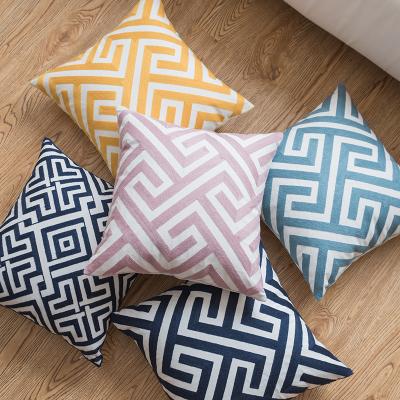 China 2021 Wholesales Embroidered Cushion Portable Pillow Covers Cases Luxury Moroccan Canvas Cushions Bed Embroidery Design Ready To Ship for sale