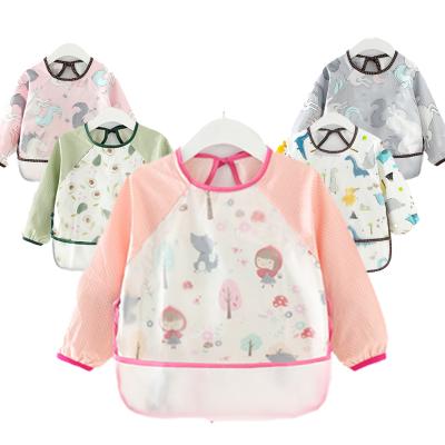 China New Washable Long Sleeve Dinosaur Kids Custom 360 Polyester Printed Baby Netball Bandana Drool Bibs Feeding Burp Apron for sale