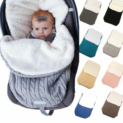 China Portable Crochet Envelope Warm Sleeping Bag For Portable Baby Winter Thicken Ultra Soft Fluffy Fleece Newborn Children Sleepsack for sale