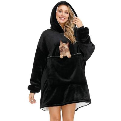 China 2021 Newest Sherpa Fleece Hoodie TV Covering Luxury Normal Sherpa Lined Custom Throw Woven Fleece Hoodie Wearable For Women for sale