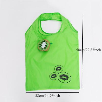 China Reusable Eco-Friendly Reusable Kiwifruit Shapes Customized Logo 210D Polyester Foldable Shopping Bag for sale