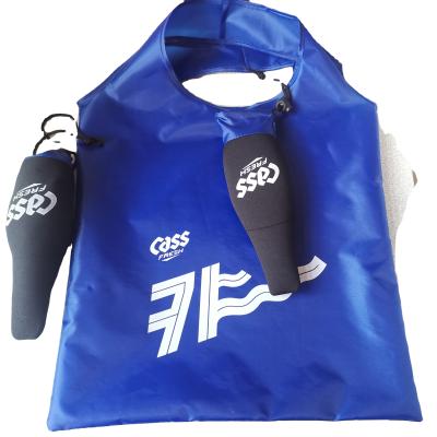 China Reusable Customized Logo Bottle Shape Reusable 190T Polyester Foldable Shopping Bag for sale