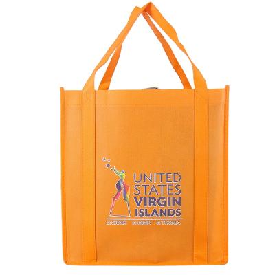 China Wholesale Reusable Cheap Handbag Custom Price CMYK Printing Non Woven Shopping Bag With Long Handles for sale