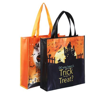 China Wholesale Reusable Pumpkin Halloween Custom Printed Eco Friendly Recycle Reusable Grocery PP Laminated Non Woven Fabric Tote Shopping Bag for sale