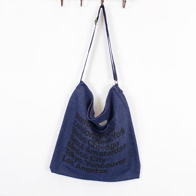 China Reusable Promotional Cheaper High Quality Eco - Friendly Denim Fabric Canvas Shoulder Bag for sale