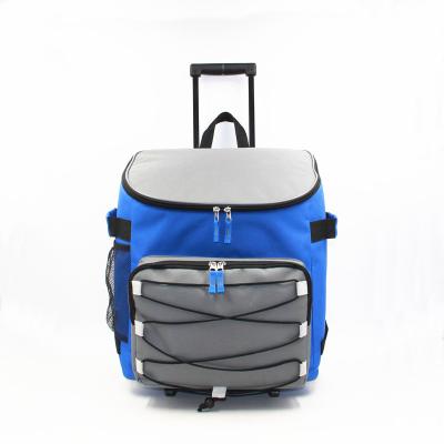 China Thermal Durable Cobest Polyester Insulated 600d Cooler Cart Picnic Bag With Wheels For Outdoor Moving for sale