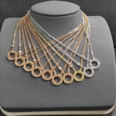 China LOVE 18K Rose Gold Necklace 15'' - 16.1'' Chain Length With 2 Brilliant Cut Diamonds for sale