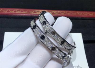 China Brilliant Cut Diamond Paved Cartier Inspired Love Bracelet In 18K White Gold jewelry suppliers for dropshipping for sale