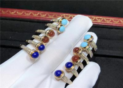 China Full Diamond 18K Gold Bracelet / Piaget Possession Bangle With 2 Carnelian Cabochons for sale