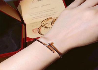 China Unique 18K Gold Cartier Juste Un Clou Bracelet With 20 Round Bright Cut Diamonds for sale