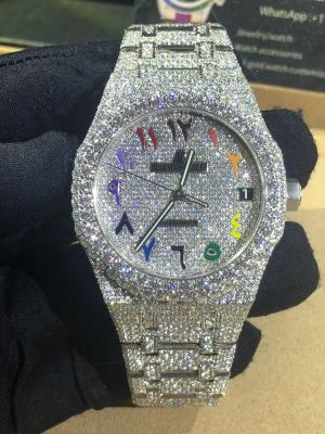 Chine Hommes Femmes Montres glacées Bezel Hip Hop VVS Moissanite Diamond Watch Band Luxe à vendre