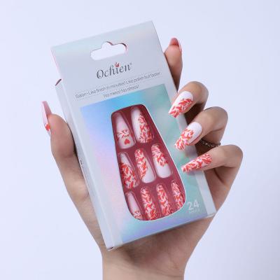 China Easy Apply Wholesale Artificial Full Cover Custom Luxury Ballerina Matte Long Coffin Design Fake Nails Fake Nails Suppliers Press On Nails for sale