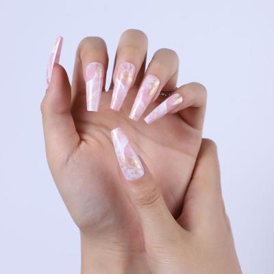 China Easy Apply Minimalist Bride Rose Coffin Design Pre Using Waterproof Press On Nail Finish Art Tip Artificial Fingernails False Nail for sale