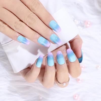 China Easy Apply Wholesale 24pcs Private Label Artificial Finger Nail Press On Nail Coffin Ombre Fake Nail Full Cover Fake Nails for sale