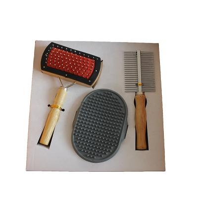 China Modern Pet Grooming Kit Wooden Pet Brush for Shower and Hair Remover 3 Tools Per Set for sale