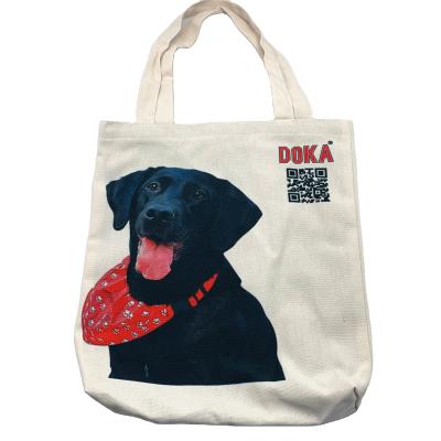 China DOKA Handled Customized Cotton Canvas Tote Dog Printed Shopping Bag for sale