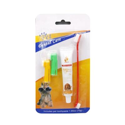 China Stocked Double Sided Dog Finger Toothbrush Stick And Toothpaste Set for sale