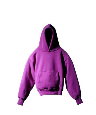 China Cotton French Terry Boxy Fit Heavyweight Cropped Anti-wrinkle Premium Plain Hoodie No String Logo Custom Men Oversize Double Layer Hoodie for sale