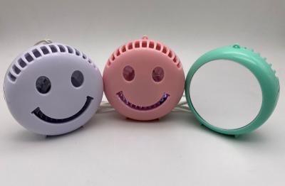 China Mute the new Hang Rope Little Fan Cute Smiley Cartoon Mini Fan Portable makeup mirror fan 2021 for sale