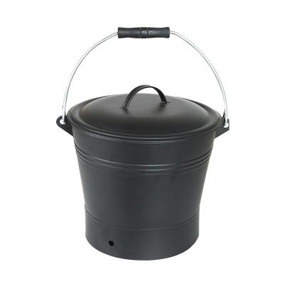 China Household Double-bottom Metal Fireplace Ash Bucket With Lid And Handle for sale