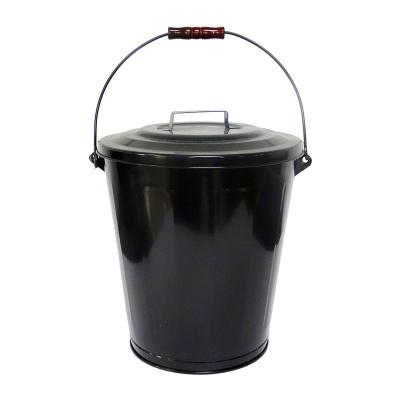 China Household Factory Popular High Quality Metal Ash Bucket With Shovel Black Wooden Handle for sale