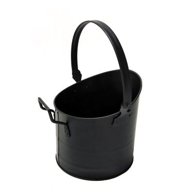 China New Household Design Black Ash Bucket For Fireplace Round Shape Coal Bucket for sale