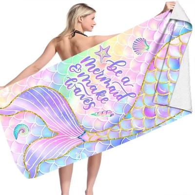 China Customized Viable High Quality Microfiber Print Waffle Sandless Beach Towel Quick-Drying Sandless Beach Towel for sale