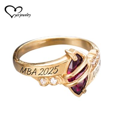 China Latest Stainless Steel Gold Ring Designs For Girls Women's College Class Ring Wholesale for sale